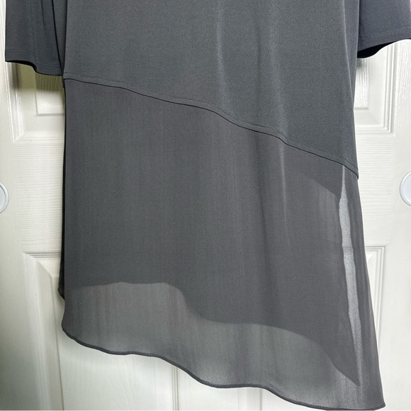 Eileen Fisher XXS 100% Silk Crepe Tunic Asymmetrical Blouse Top Long Sleeve Fall - Picture 11 of 13